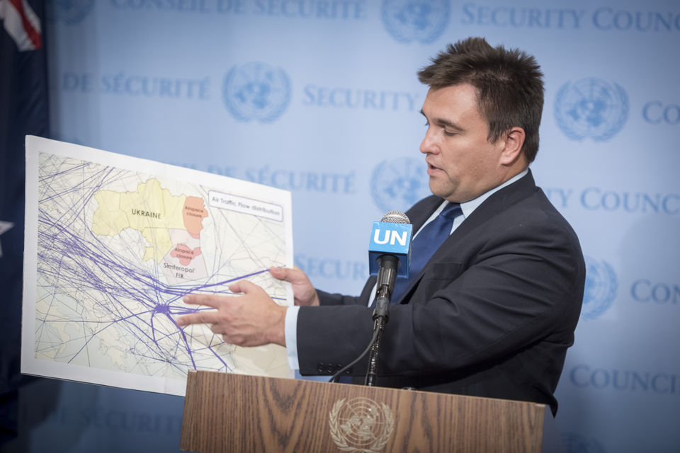 Відео прес-конференції Міністра закордонних справ України Павла Клімкіна за підсумками засідання Ради Безпеки ООН щодо авіаційної безпеки